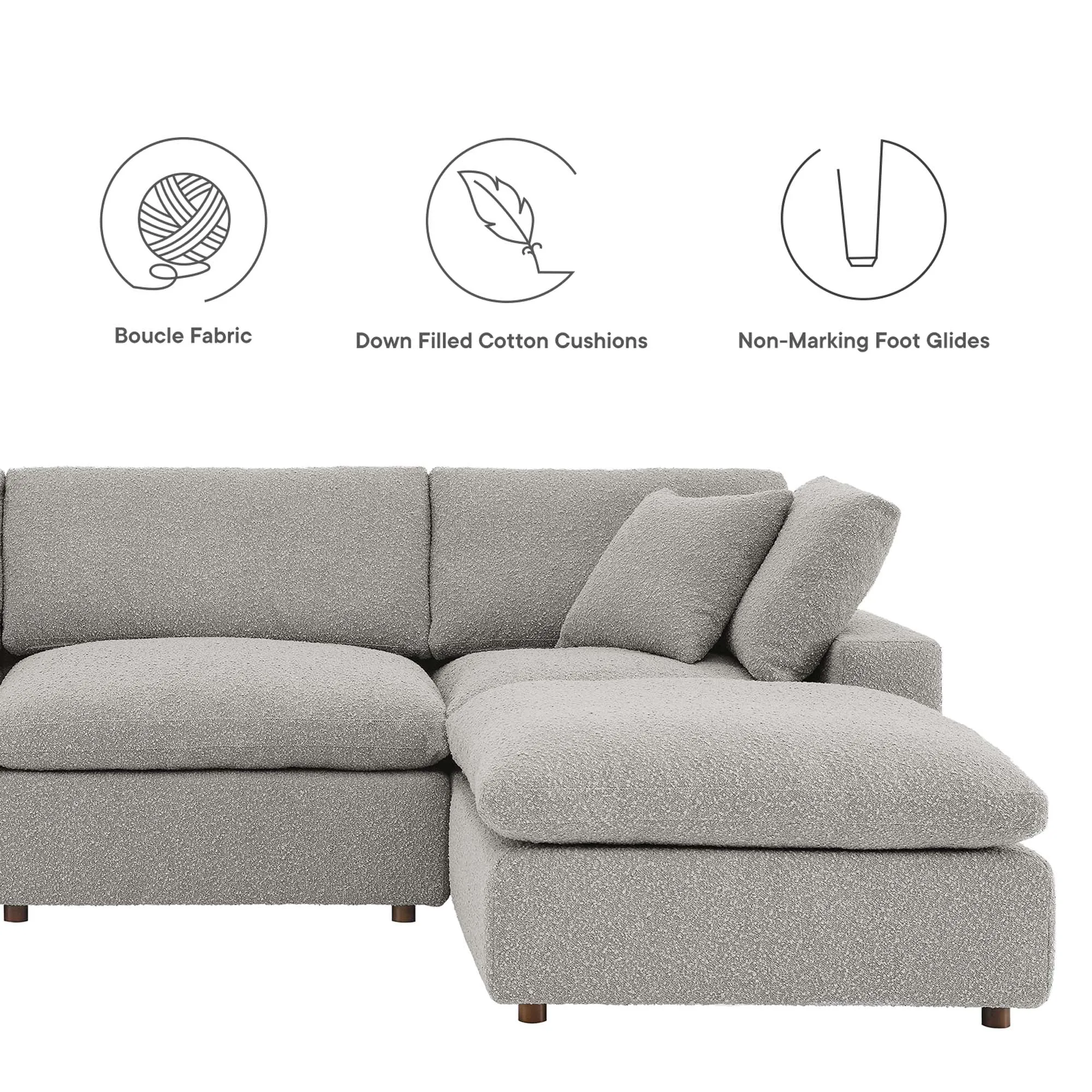 Commix Down Filled Overstuffed Boucle 6-Piece Sectional Sofa by Modway