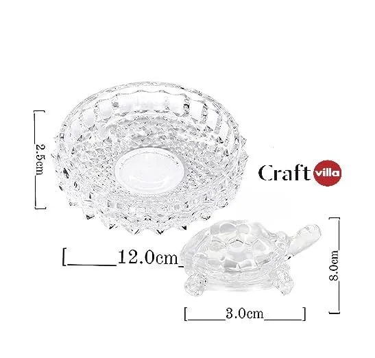 Craft villa Vastu Feng Shui Crystal Turtle Tortoise with Plate for Good Luck Feng Shui Tortoise Turtle, Crstal Or Glass Plate Tortoise for Good Luck and Wealth Creation