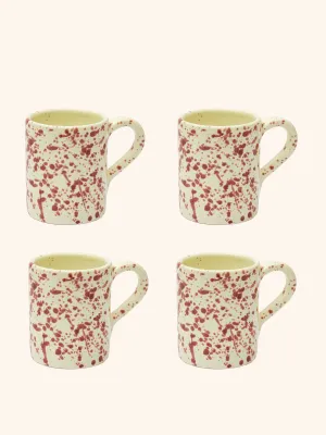 Cranberry coffee mugs, set of 4