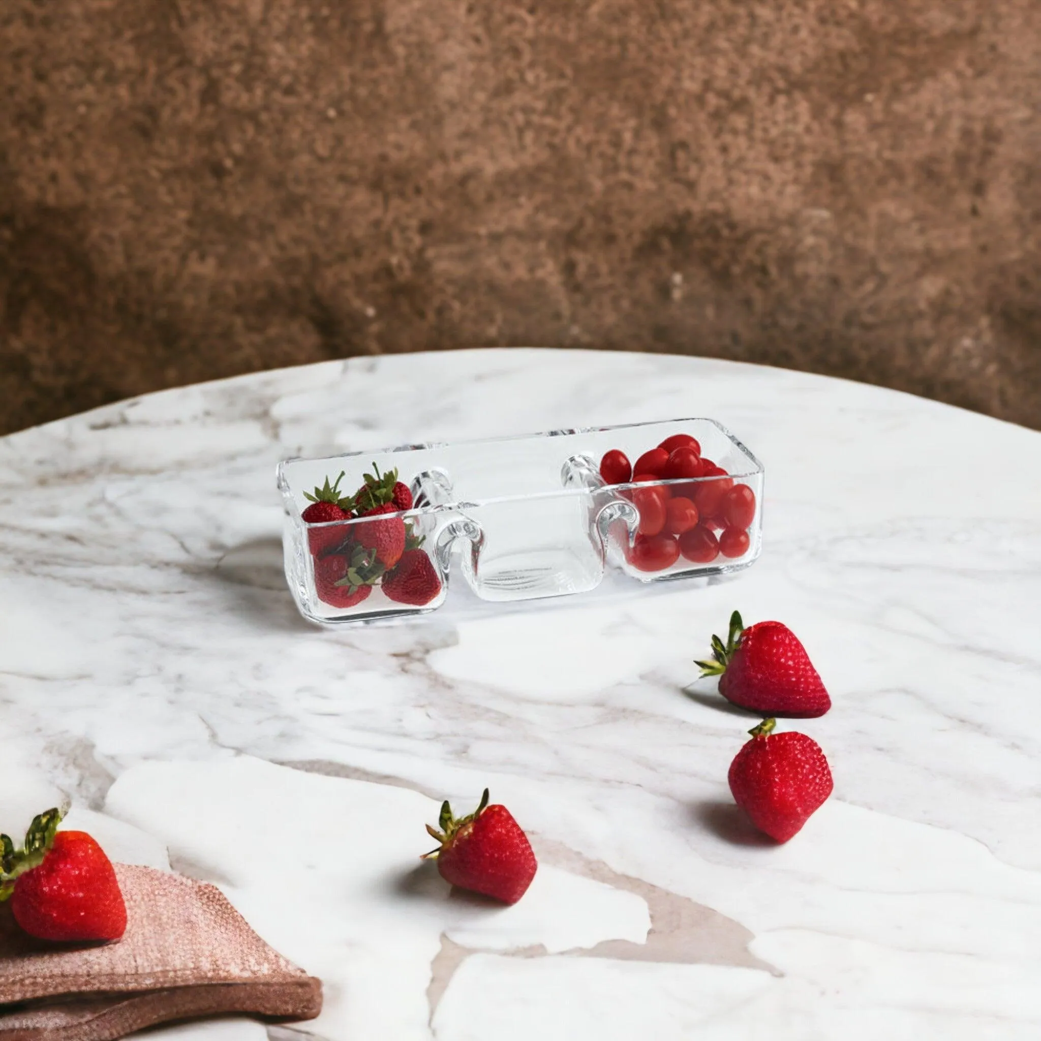 Crystal Serving Dishes - 3 Section Bowl