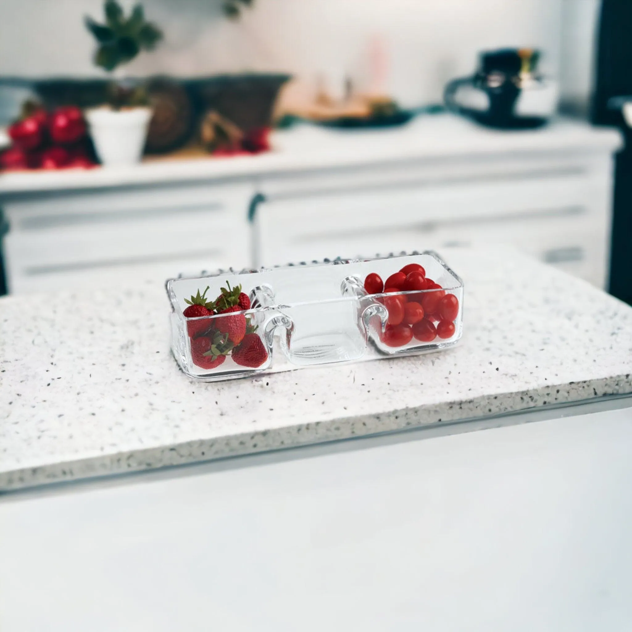 Crystal Serving Dishes - 3 Section Bowl