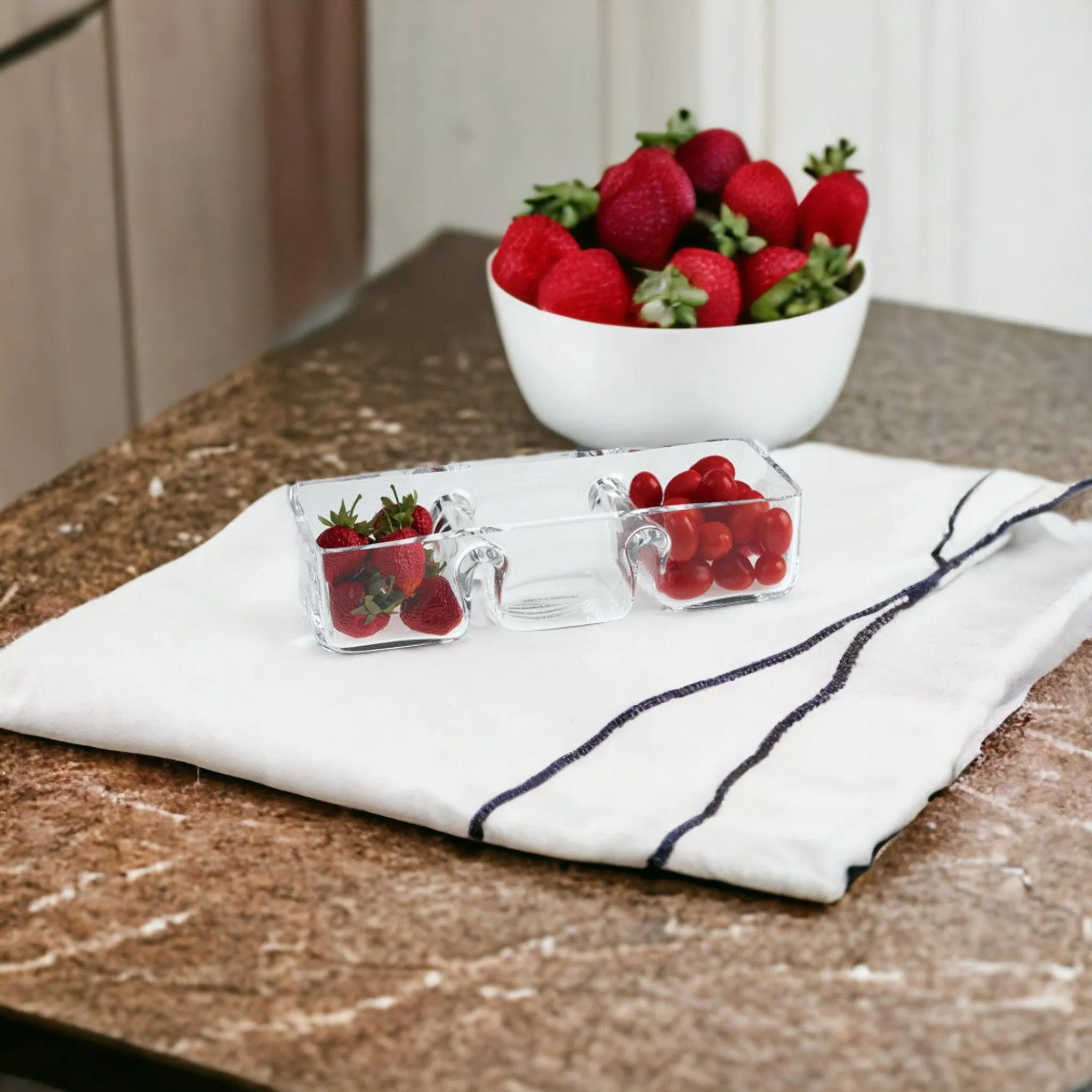 Crystal Serving Dishes - 3 Section Bowl