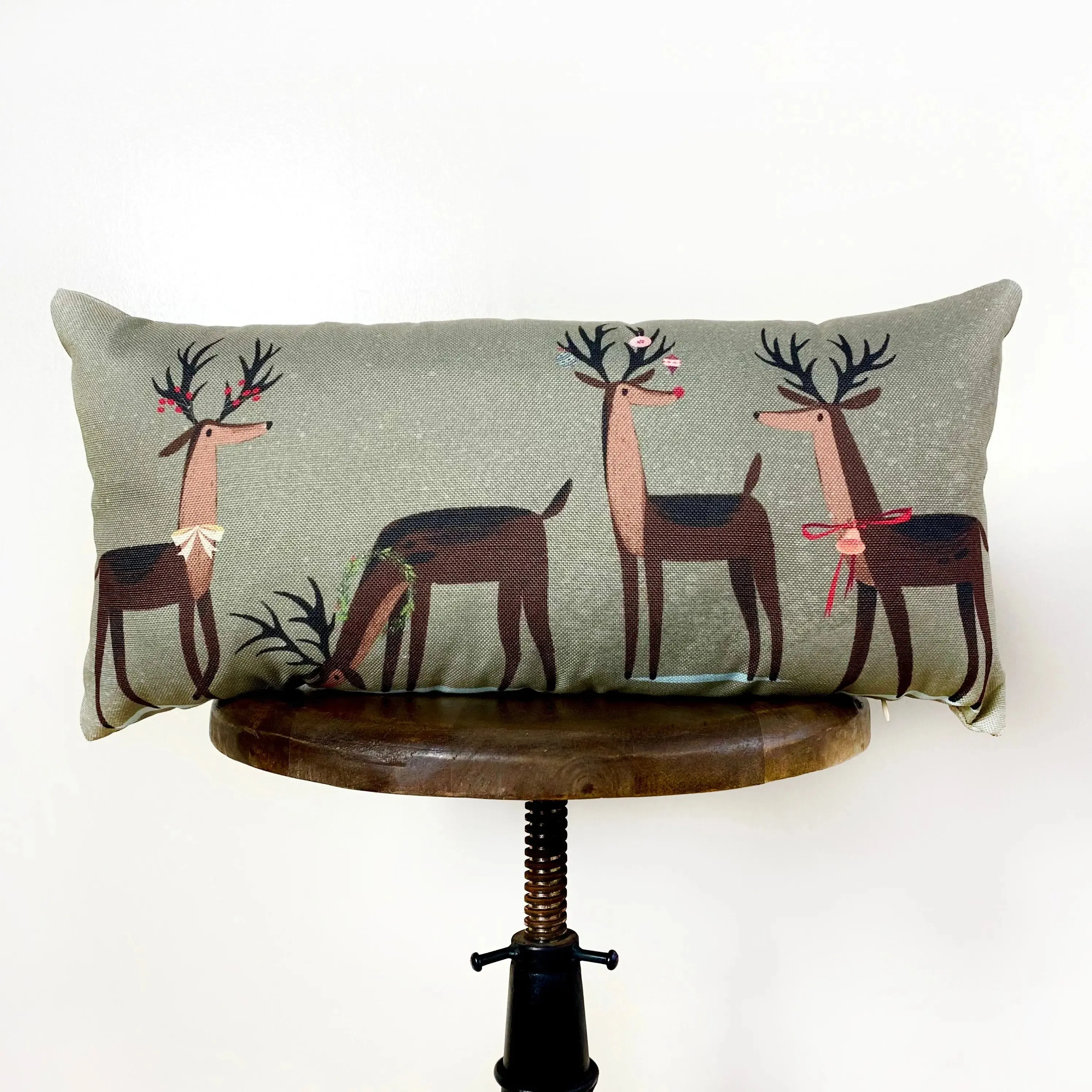 Decked out Christmas Reindeer Throw Pillow Cover | 20x10 | Primitive Christmas Decor | Primitive Decor | Luxury Home Decor | Luxury Decor