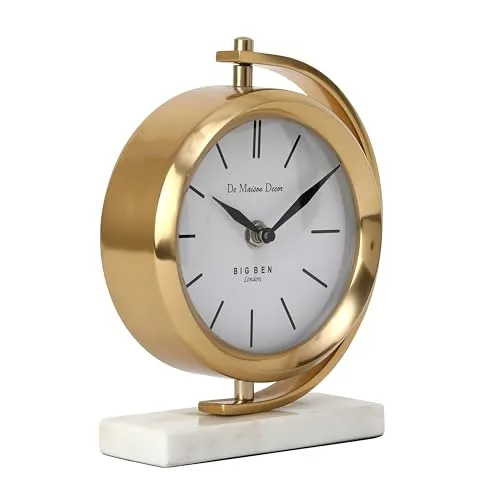 Decor de Maison Brings Marbellic Table Clock Small for Home Decor Table Decor Livingroom Bedroom Study Table & Office Desk (Gold)