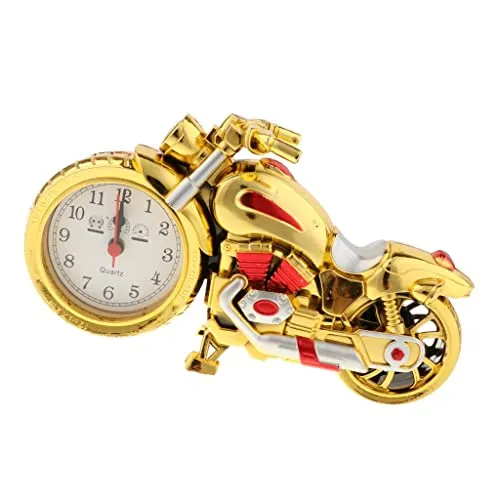 Enakshi (LABEL) Retro Motorcycle Clock Sculpture Motorbike Model Art Craft Decor Golden B