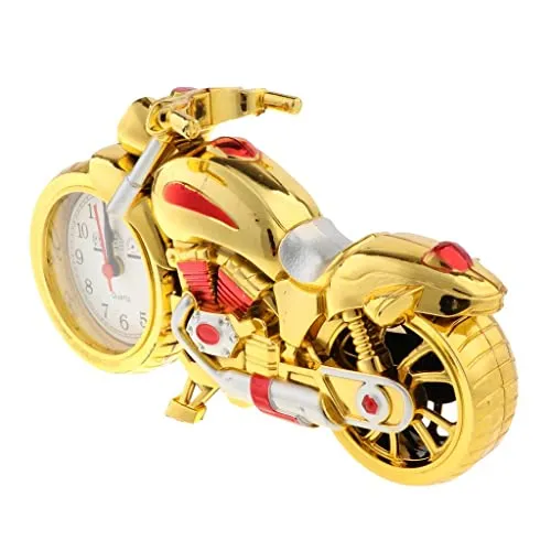 Enakshi (LABEL) Retro Motorcycle Clock Sculpture Motorbike Model Art Craft Decor Golden B
