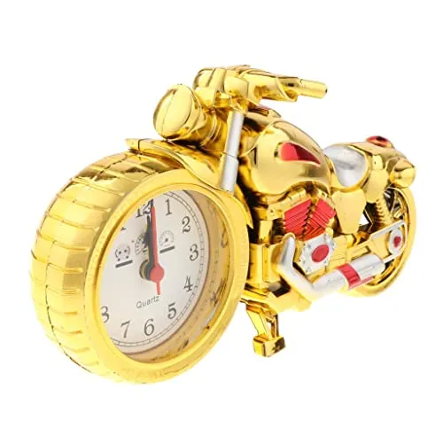 Enakshi (LABEL) Retro Motorcycle Clock Sculpture Motorbike Model Art Craft Decor Golden B