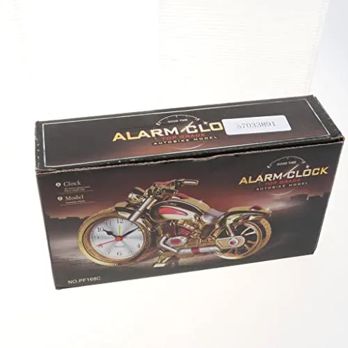Enakshi (LABEL) Retro Motorcycle Clock Sculpture Motorbike Model Art Craft Decor Golden B