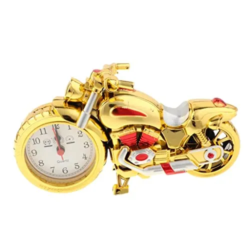 Enakshi (LABEL) Retro Motorcycle Clock Sculpture Motorbike Model Art Craft Decor Golden B