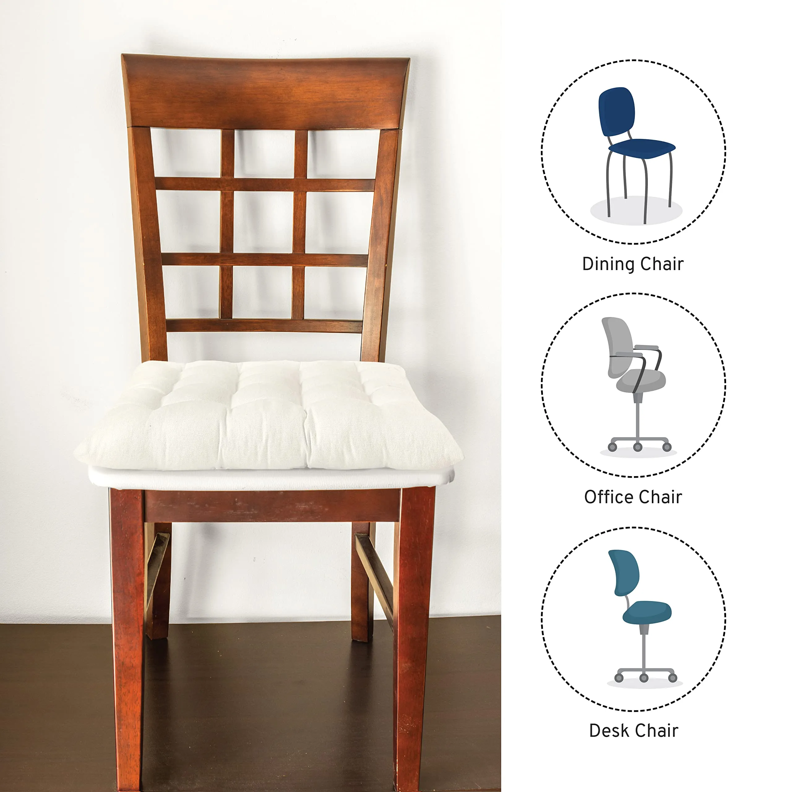 Encasa XO Chair Cushions for Sitting 40x40 cm - Egg Blue | Dining Chair Cushions [Set of 2] | Seat Cushion with Thick Microfiber Filling for Home, Office, Garden Chairs