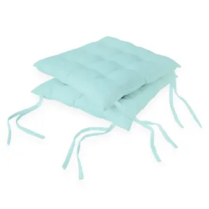 Encasa XO Chair Cushions for Sitting 40x40 cm - Egg Blue | Dining Chair Cushions [Set of 2] | Seat Cushion with Thick Microfiber Filling for Home, Office, Garden Chairs