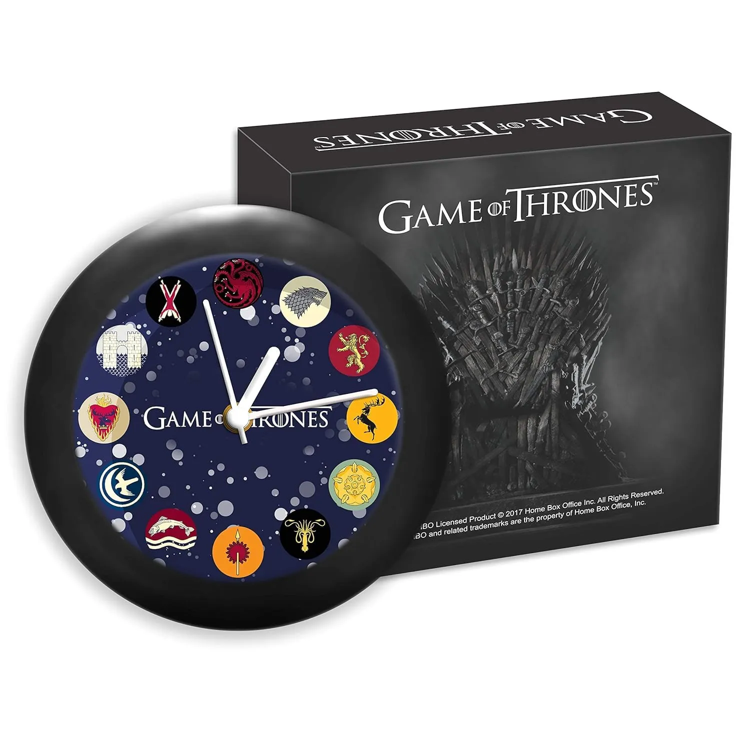 Epic Stuff - Plastic Game of Thrones All Houses Table Clock Desktop Clock, Standard Size, Multicolour