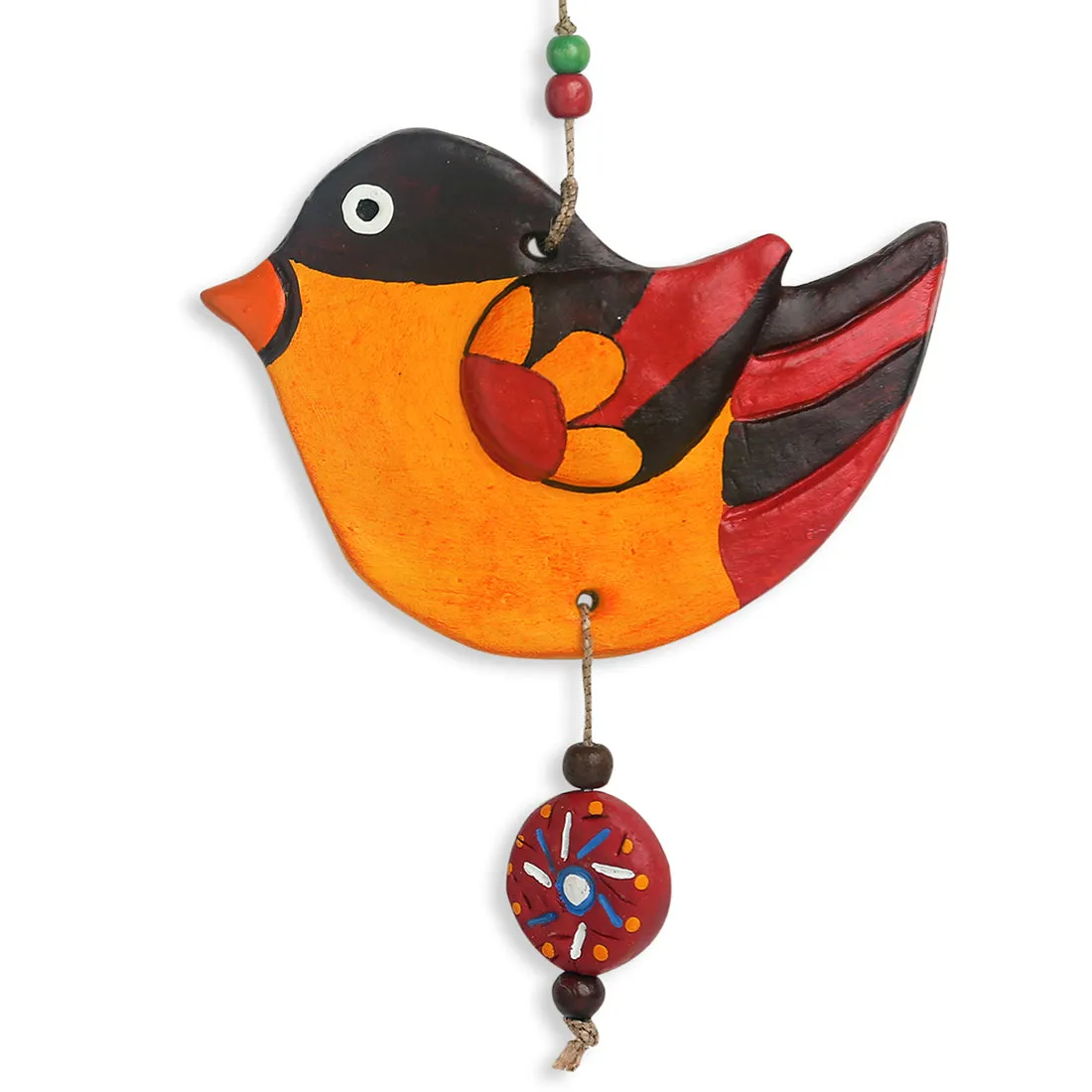'Feathered Sparrows' Handmade & Hand-painted Garden Decorative Wall Hanging In Terracotta (Set of 2)