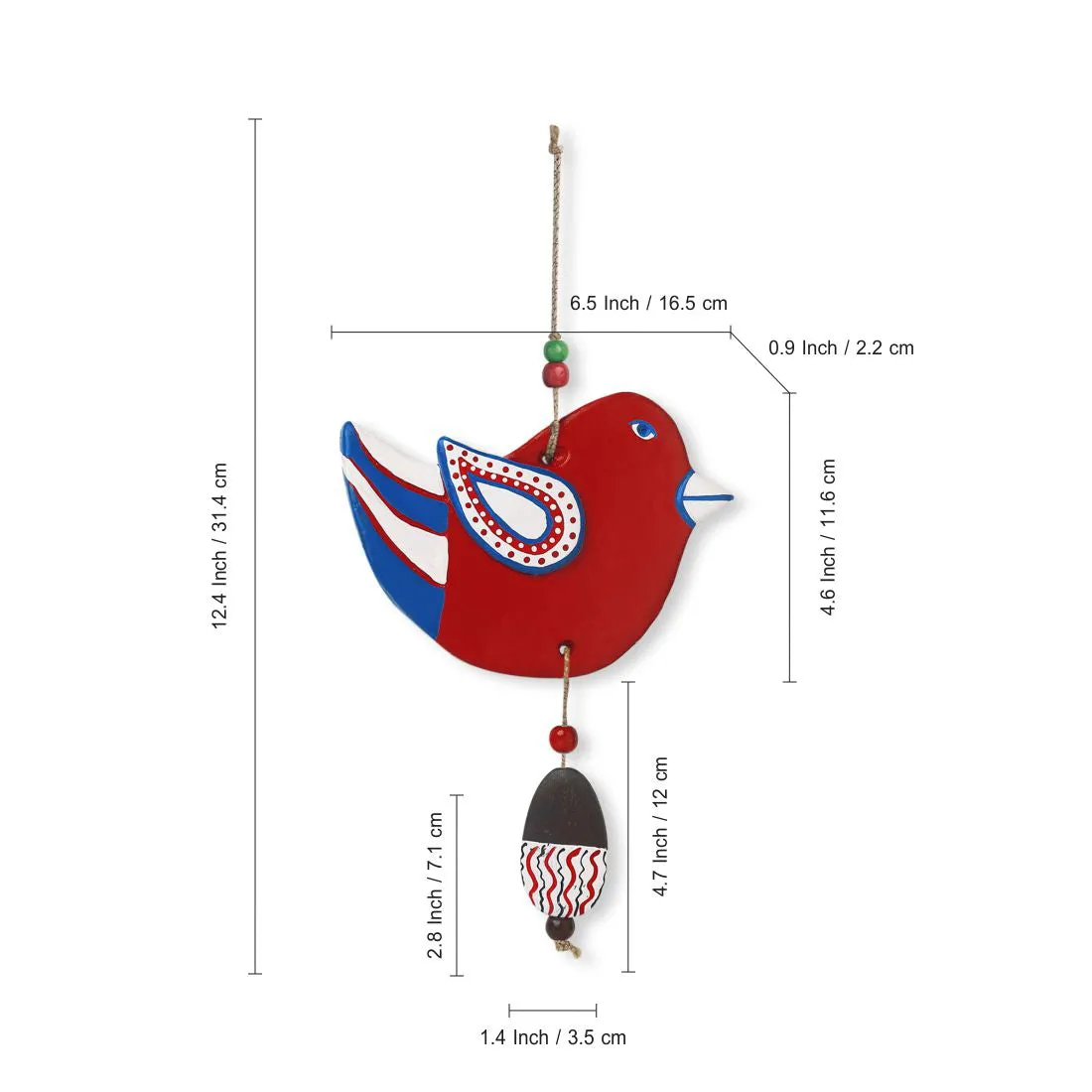 'Feathered Sparrows' Handmade & Hand-painted Garden Decorative Wall Hanging In Terracotta (Set of 2)