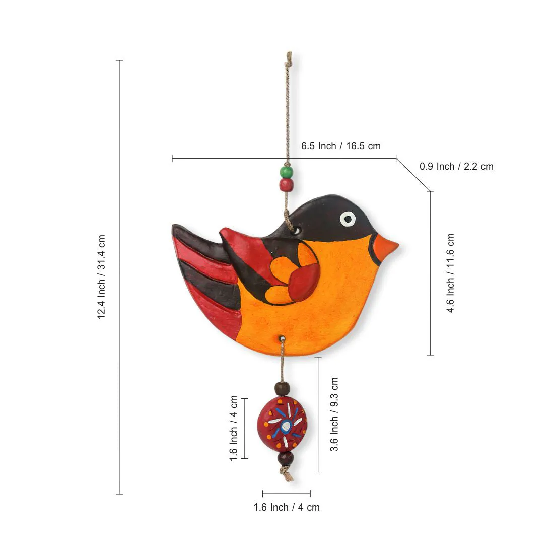 'Feathered Sparrows' Handmade & Hand-painted Garden Decorative Wall Hanging In Terracotta (Set of 2)