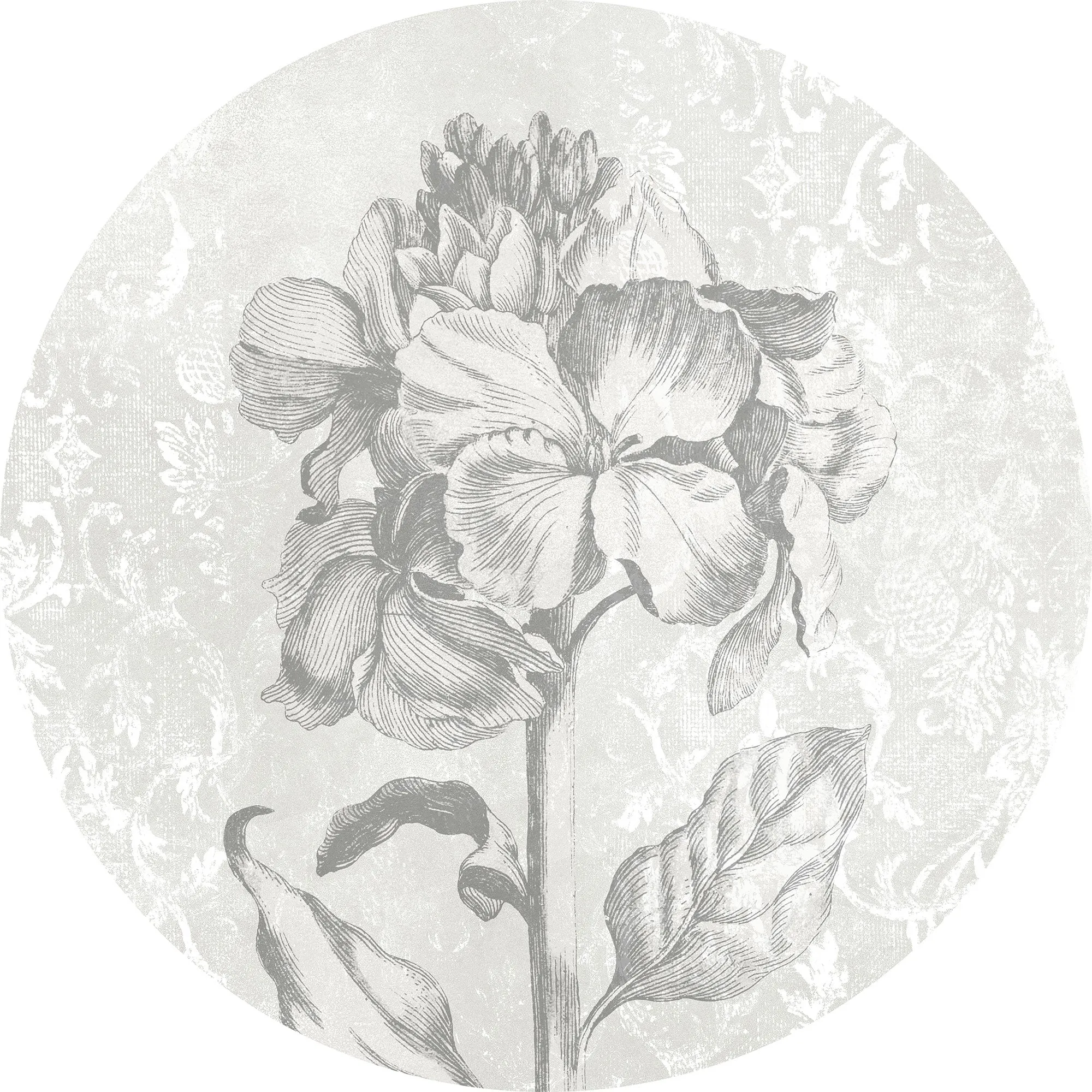 Flower Silver Circle Wallpaper (Self-Adhesive)