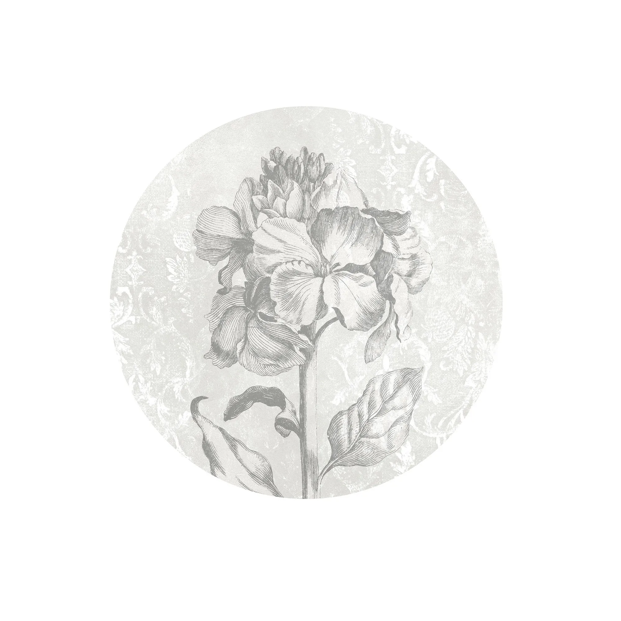 Flower Silver Circle Wallpaper (Self-Adhesive)