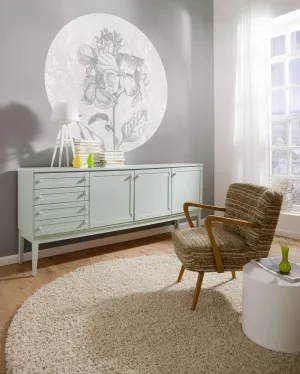 Flower Silver Circle Wallpaper (Self-Adhesive)