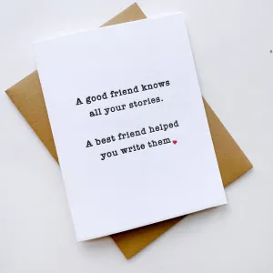 Friend Stories - Letterpress Love and Friendship Card