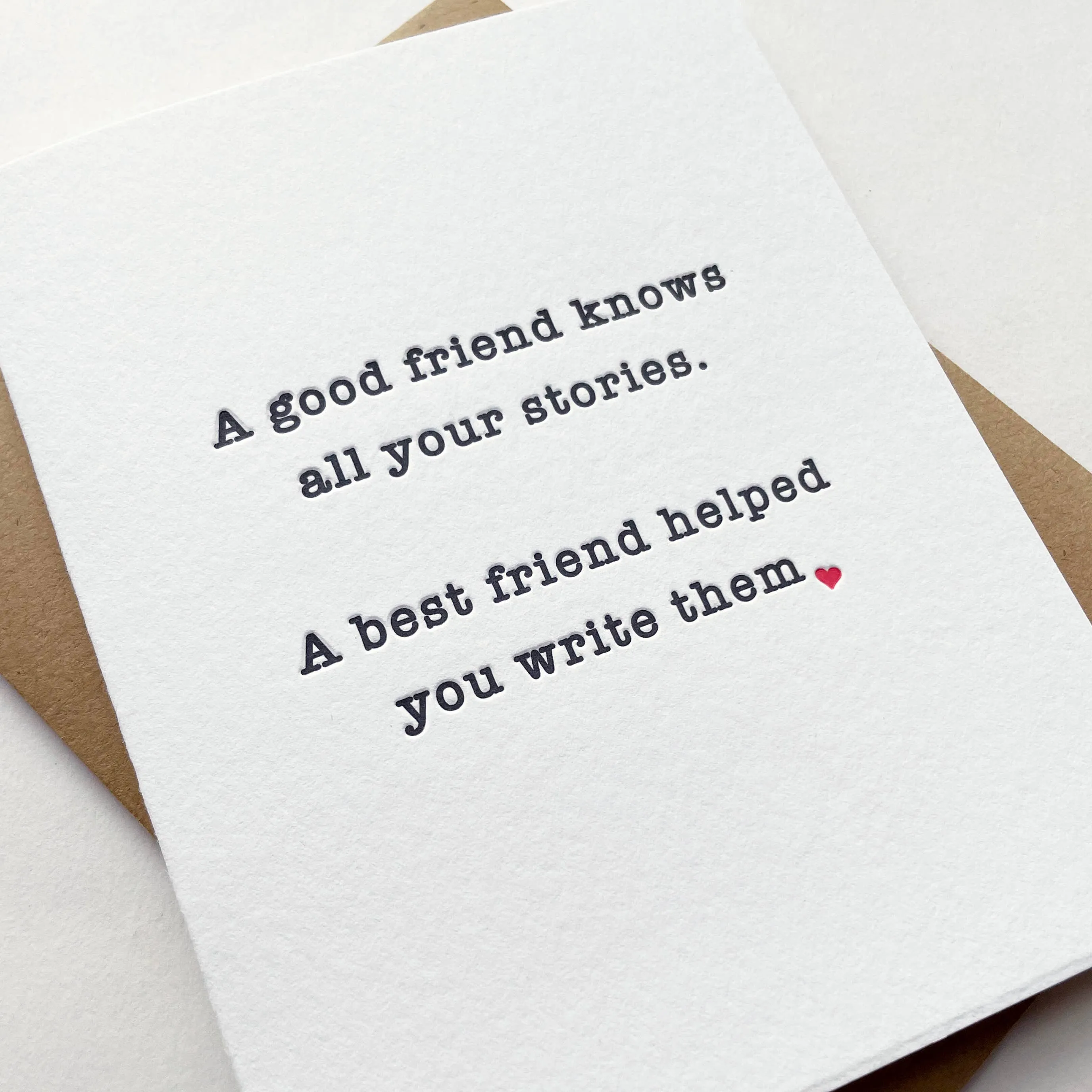 Friend Stories - Letterpress Love and Friendship Card