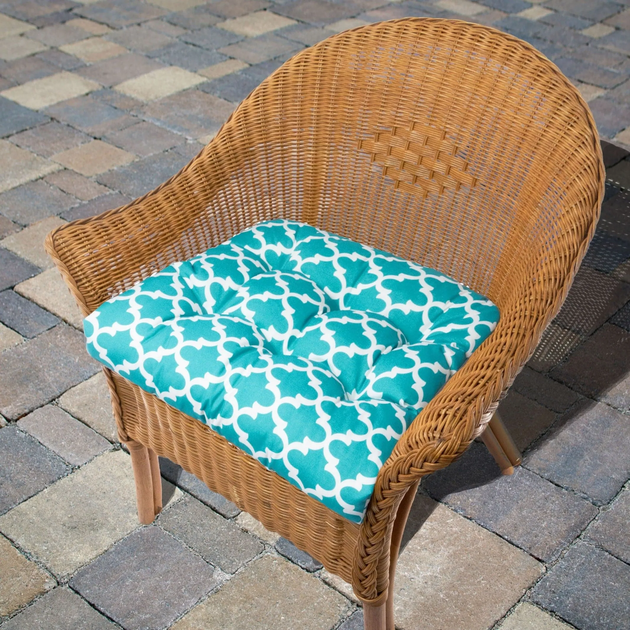 Fulton Aqua Patio Chair Cushions - Wicker Chair Cushions - Adirondack Chair Cushions