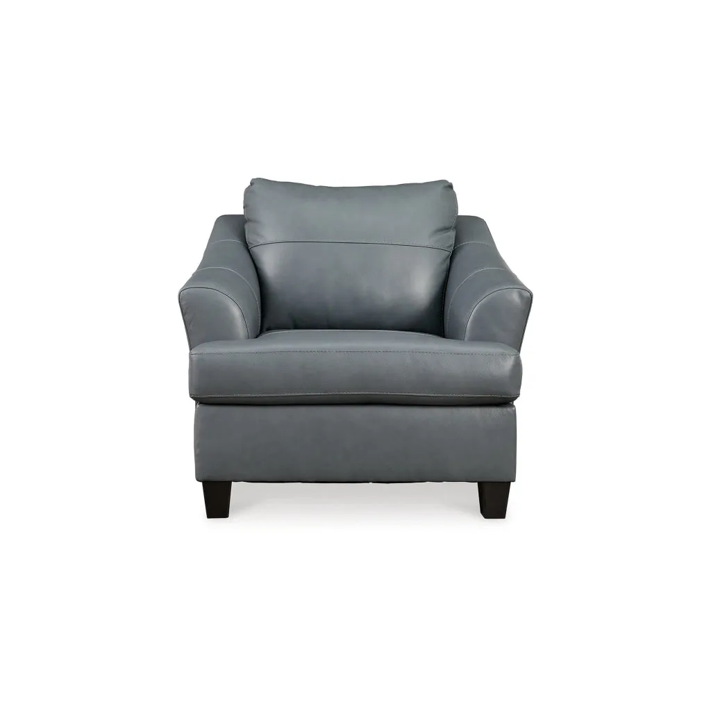 Geno 43 Inch Accent Chair, Oversized Back Cushion, Metallic Gray Leather By Casagear Home
