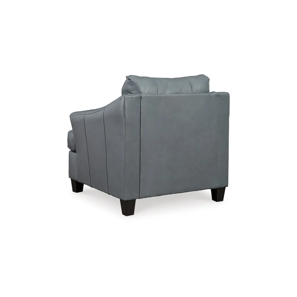 Geno 43 Inch Accent Chair, Oversized Back Cushion, Metallic Gray Leather By Casagear Home