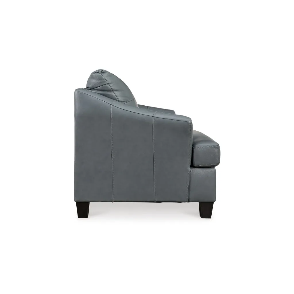 Geno 43 Inch Accent Chair, Oversized Back Cushion, Metallic Gray Leather By Casagear Home