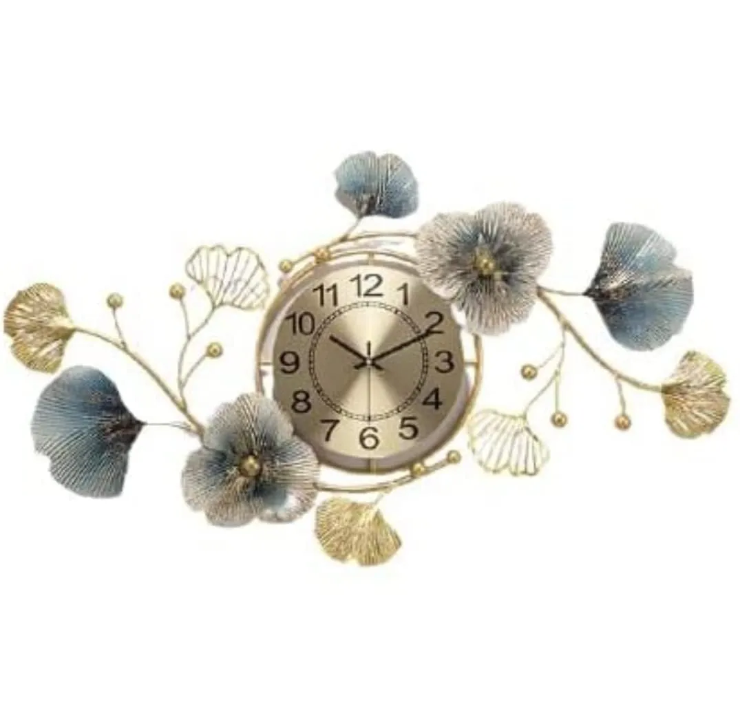 Gracious World Metal Wall Clock for Home Interior Decoration with Antique Design and Glossy Finish (Big Size - 36 x 21 inch) (Large) (CK Design 04)