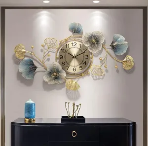 Gracious World Metal Wall Clock for Home Interior Decoration with Antique Design and Glossy Finish (Big Size - 36 x 21 inch) (Large) (CK Design 04)