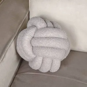 Grey Boucle Knot Ball Cushion - 27cm