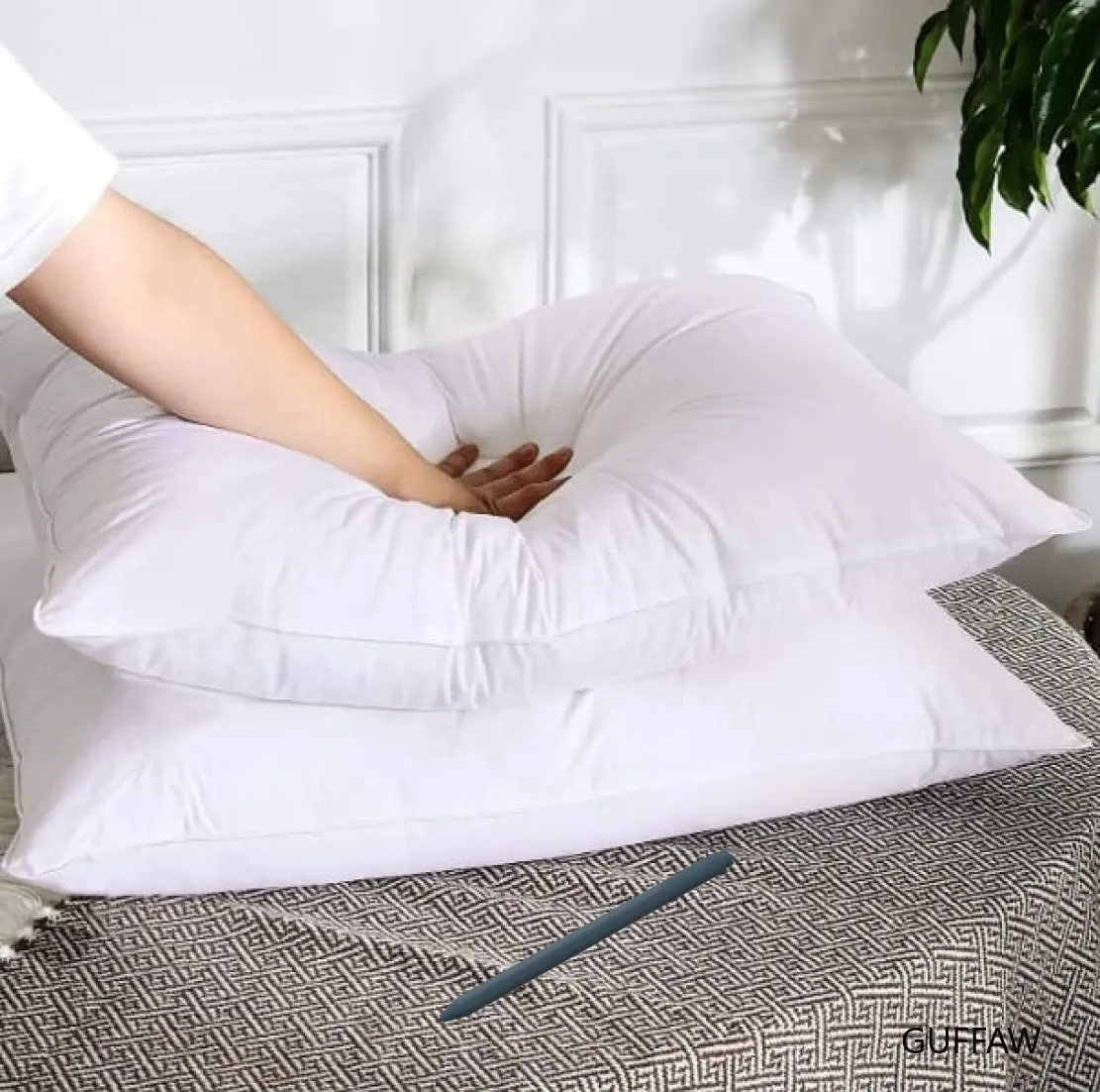 GUFFAW microfiber pillow filler for bed and sofa12 x20 inches set of 8