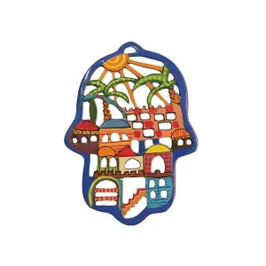 Hamsa - Hand Painted - Laser Cut - Jerusalem
