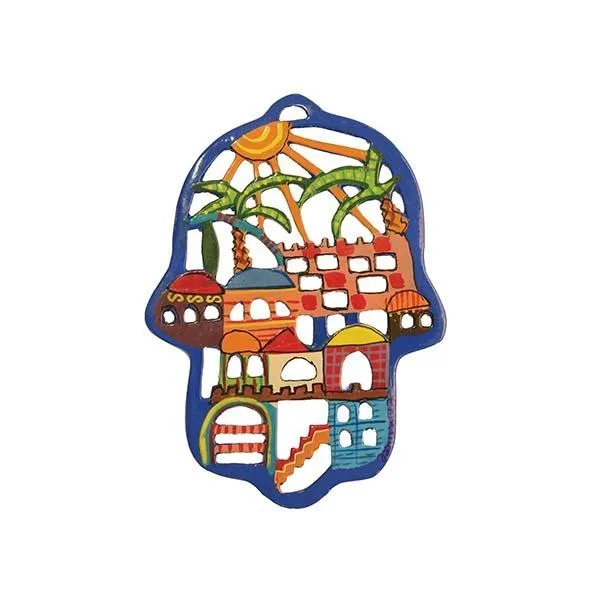 Hamsa - Hand Painted - Laser Cut - Jerusalem
