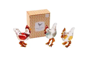 Handblown Glass Roosters, Cute little glass chickens