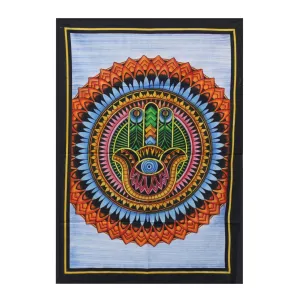 Handbrushed Cotton Wall Art - Hamsa | Vibrant & Unique Home Decor