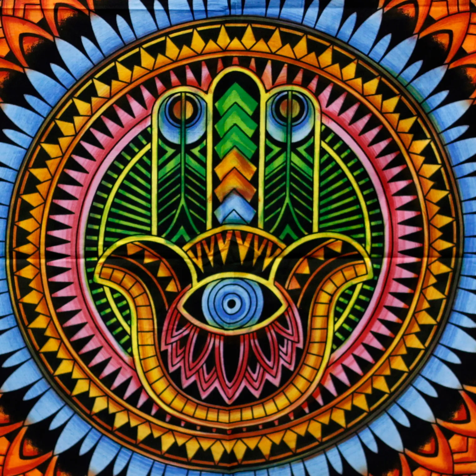 Handbrushed Cotton Wall Art - Hamsa | Vibrant & Unique Home Decor