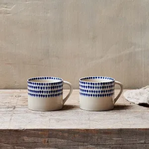 Handmade Ceramic Squat Mug - Indigo Drop Design - Small