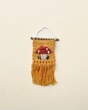 Handmade Mini Mushroom Wall Hanging - Mustard
