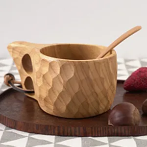 Handmade Wooden Tea Milk Cups