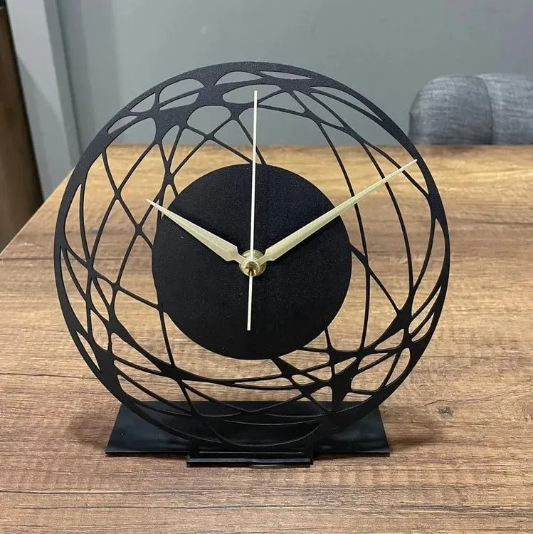 Hari Enterprise Metal Tabletop Desk Clock, Office Clock Decor, above Desktop Clock, Office Gift,Business Gift Idea,Silent Metal Desk Clock,Shelf Clock Decor