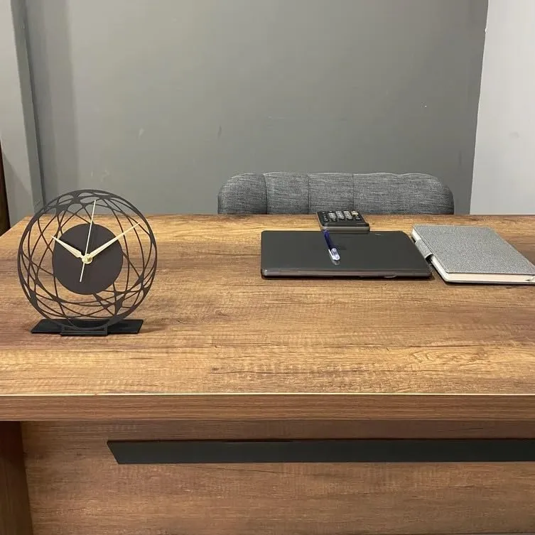 Hari Enterprise Metal Tabletop Desk Clock, Office Clock Decor, above Desktop Clock, Office Gift,Business Gift Idea,Silent Metal Desk Clock,Shelf Clock Decor