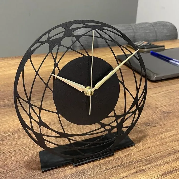 Hari Enterprise Metal Tabletop Desk Clock, Office Clock Decor, above Desktop Clock, Office Gift,Business Gift Idea,Silent Metal Desk Clock,Shelf Clock Decor