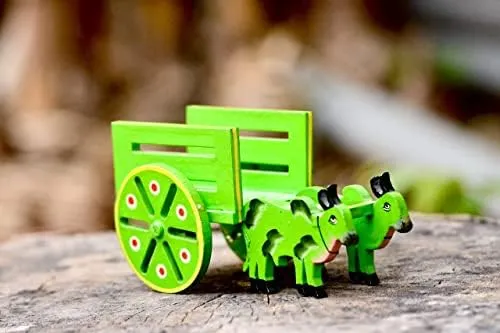 HAST SHILP Handmade Bullock Cart Green (BCDE038)