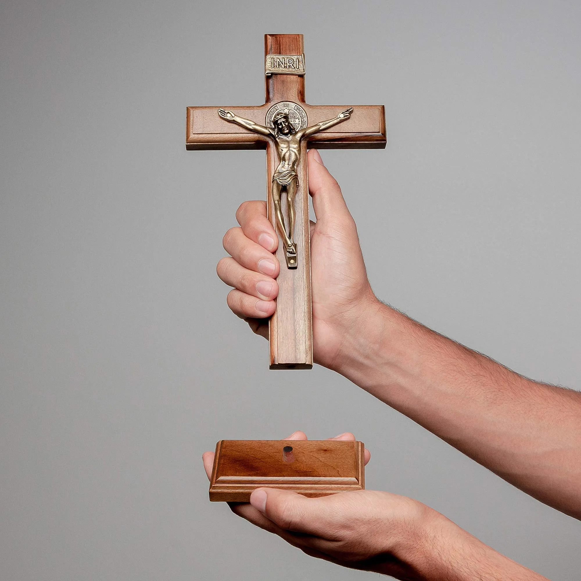 Intercession Wall and Table Wood Cross Crucifix (10 inches - Tabletop)