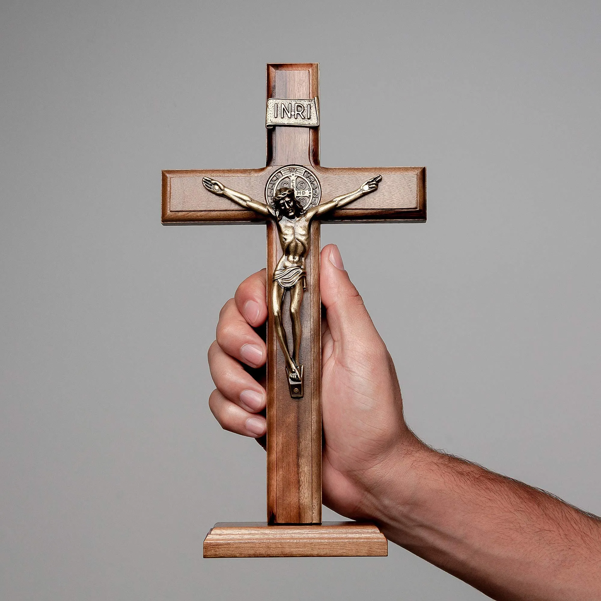 Intercession Wall and Table Wood Cross Crucifix (10 inches - Tabletop)