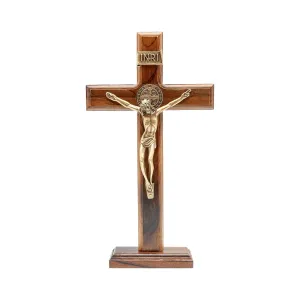 Intercession Wall and Table Wood Cross Crucifix (10 inches - Tabletop)