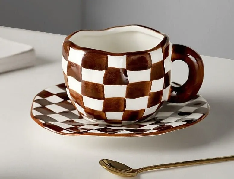 Kawaii Ceramic Mug - Handmade Flower Pattern - 300ml