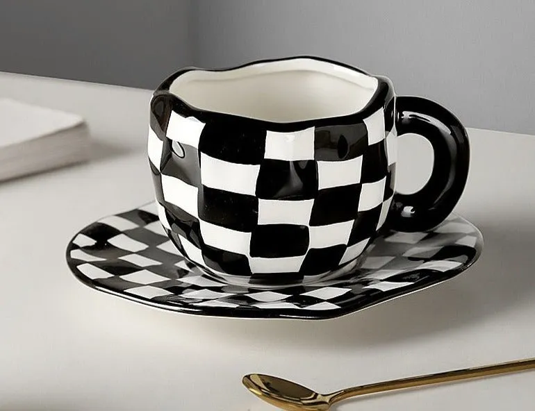 Kawaii Ceramic Mug - Handmade Flower Pattern - 300ml