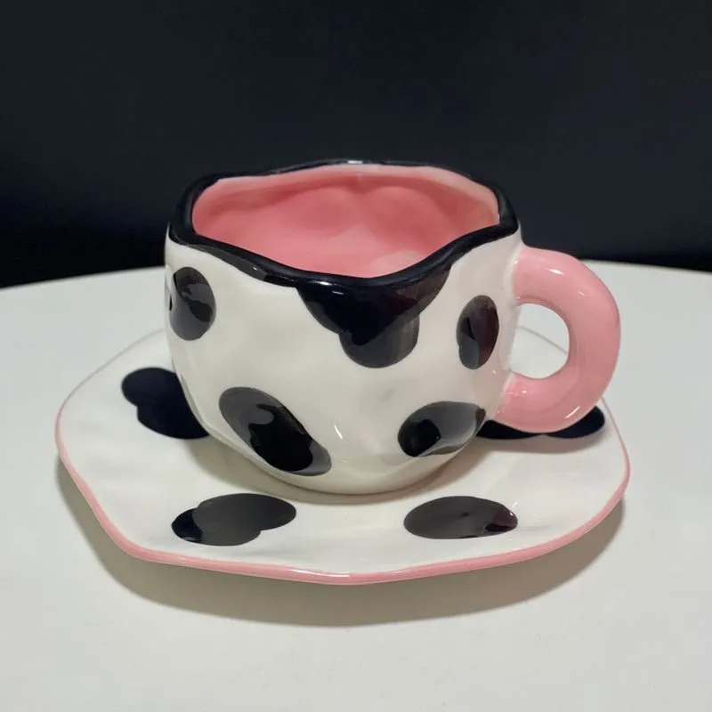 Kawaii Ceramic Mug - Handmade Flower Pattern - 300ml